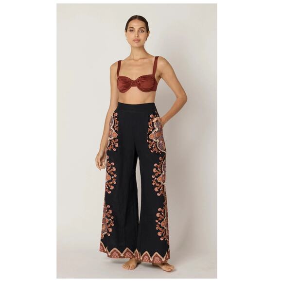 Cleobella Martin Medallion Print Cotton & Linen Wide Leg Pants Size Medium - Picture 4 of 16